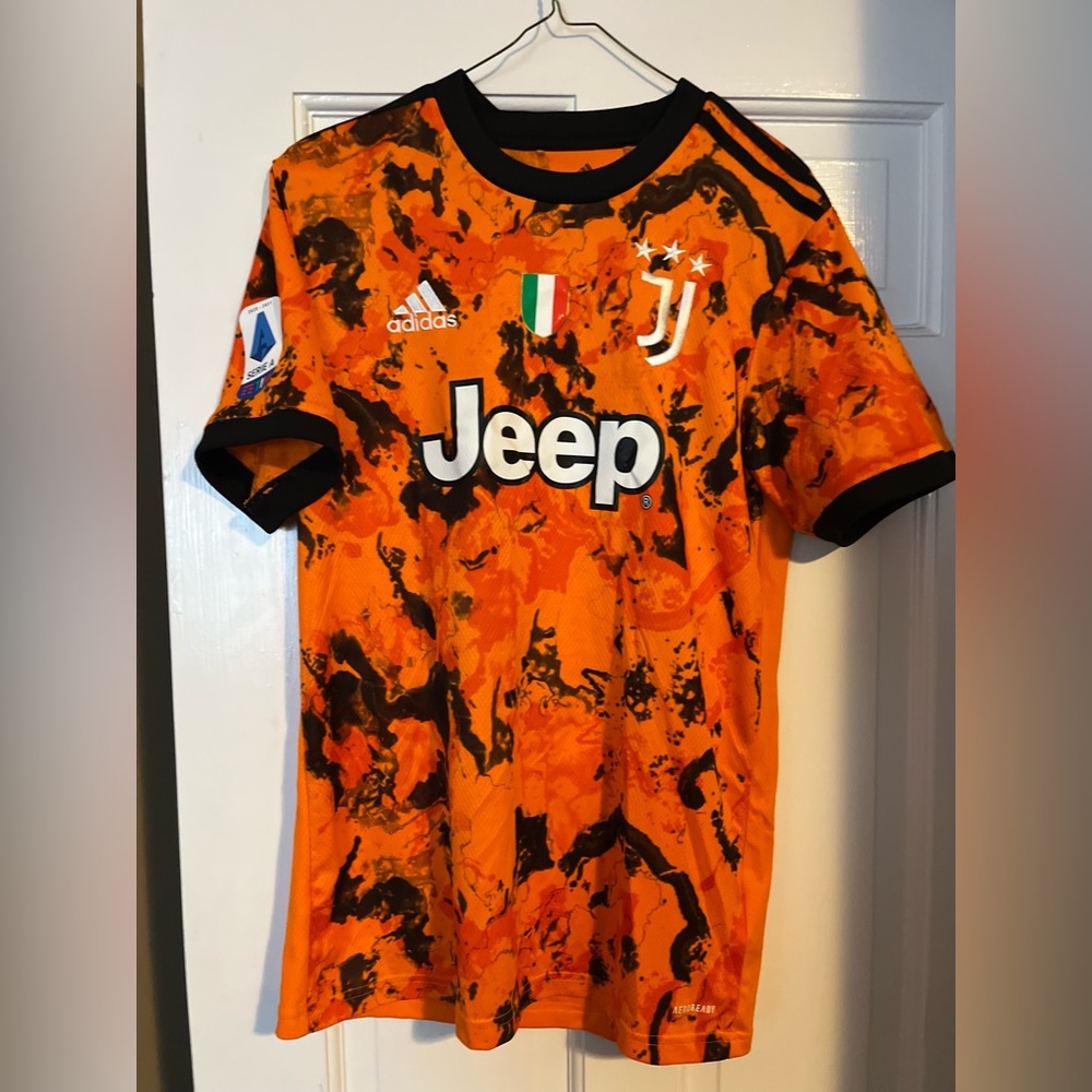 Adidas Juventus Dybala jersey. Orange and black. Adult size small